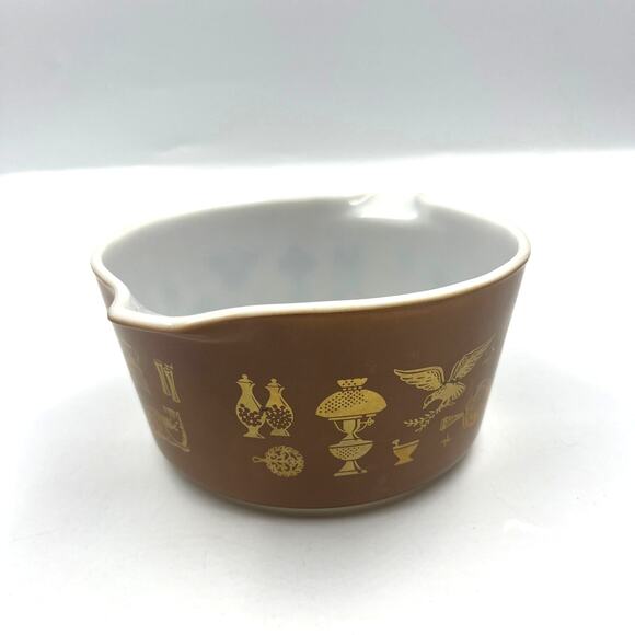 Vintage Pyrex Ceramic Bowl Early Americana 1 Qt 473 Rooster Eagle USA Made - Picture 9 of 9